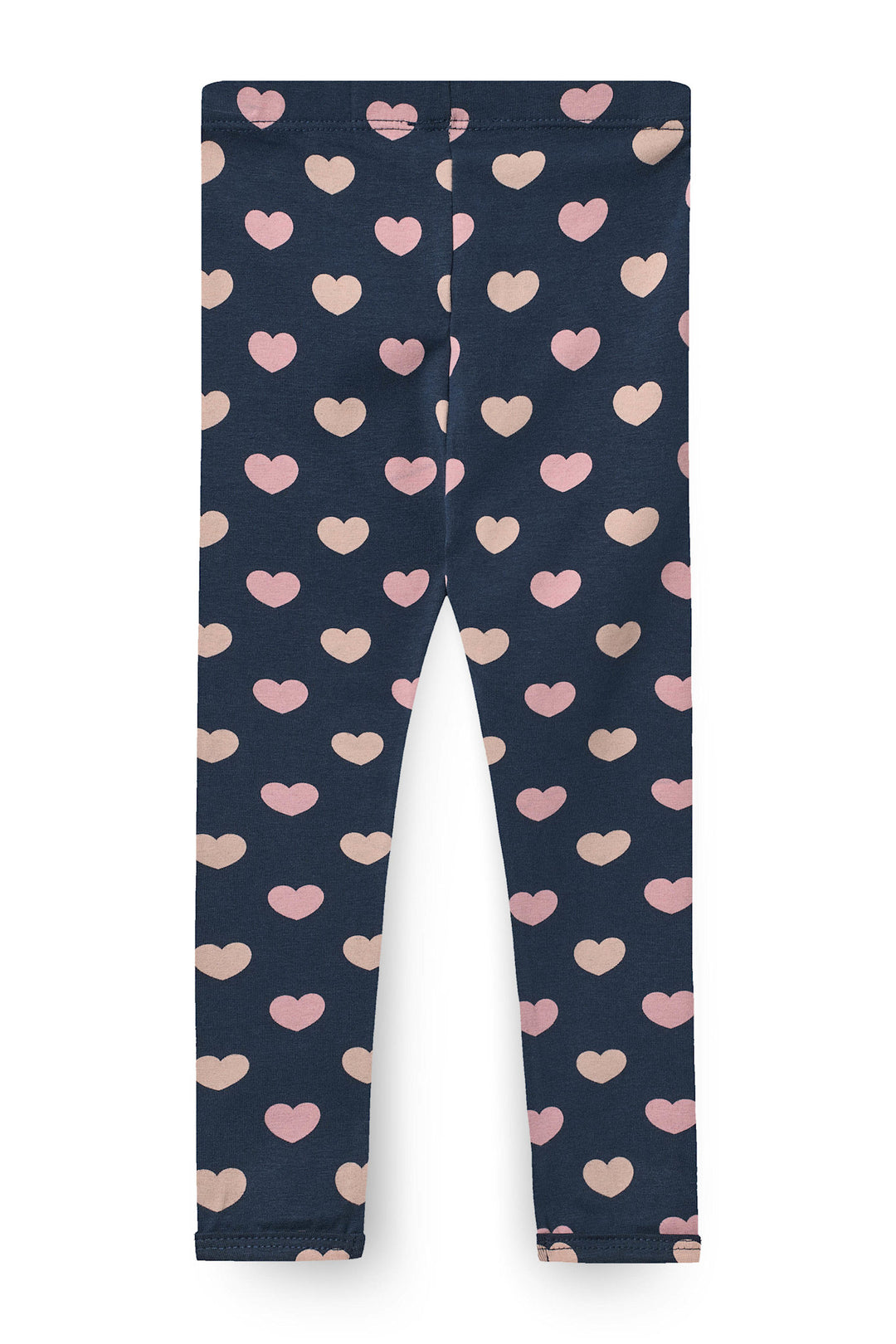 HEART AOP LEGGINS - NAVY W BUBBLEGUM/CREAM