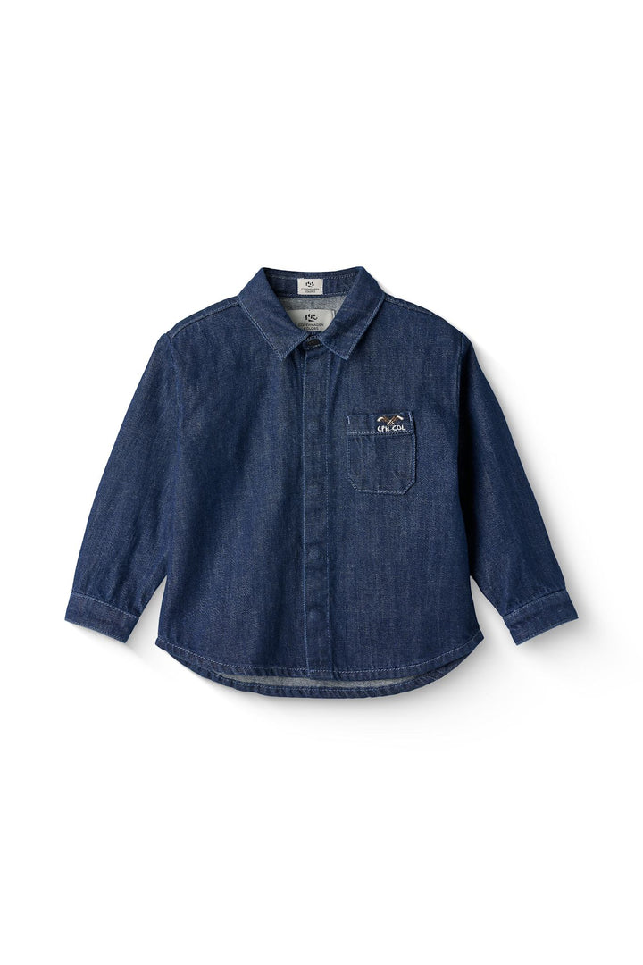 ØKOLOGISK DENIM COWBOY SKORTE - DARK INDIGO BLUE WASHED