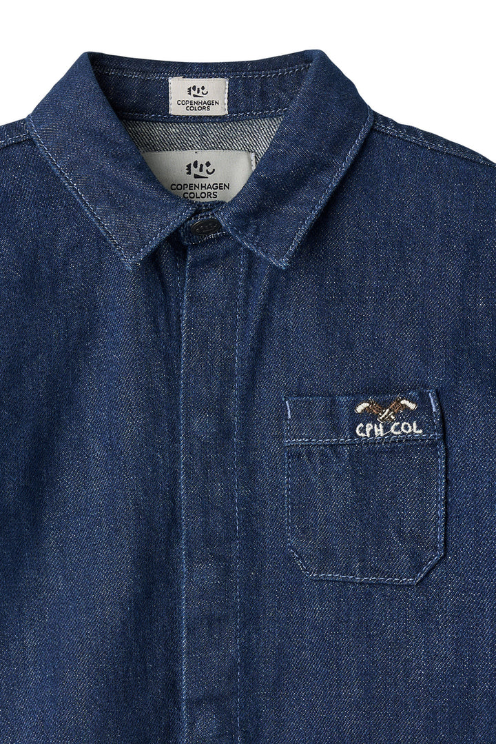 ØKOLOGISK DENIM COWBOY SKORTE - DARK INDIGO BLUE WASHED