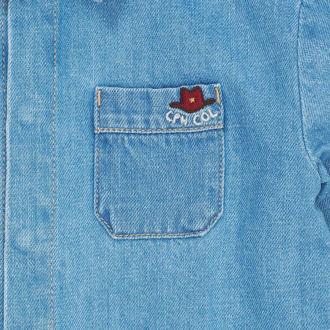 ØKOLOGISK DENIM COWBOY SKORTE - LT BLUE INDIGO WASHED