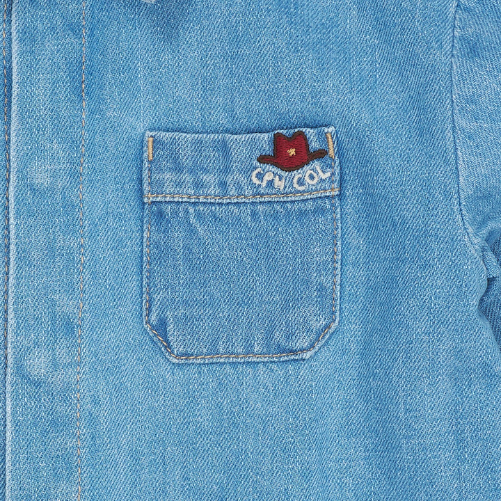 ØKOLOGISK DENIM COWBOY SKORTE - LT BLUE INDIGO WASHED