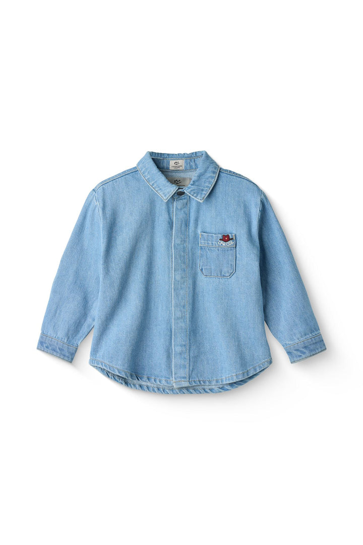 ØKOLOGISK DENIM COWBOY SKORTE - LT BLUE INDIGO WASHED