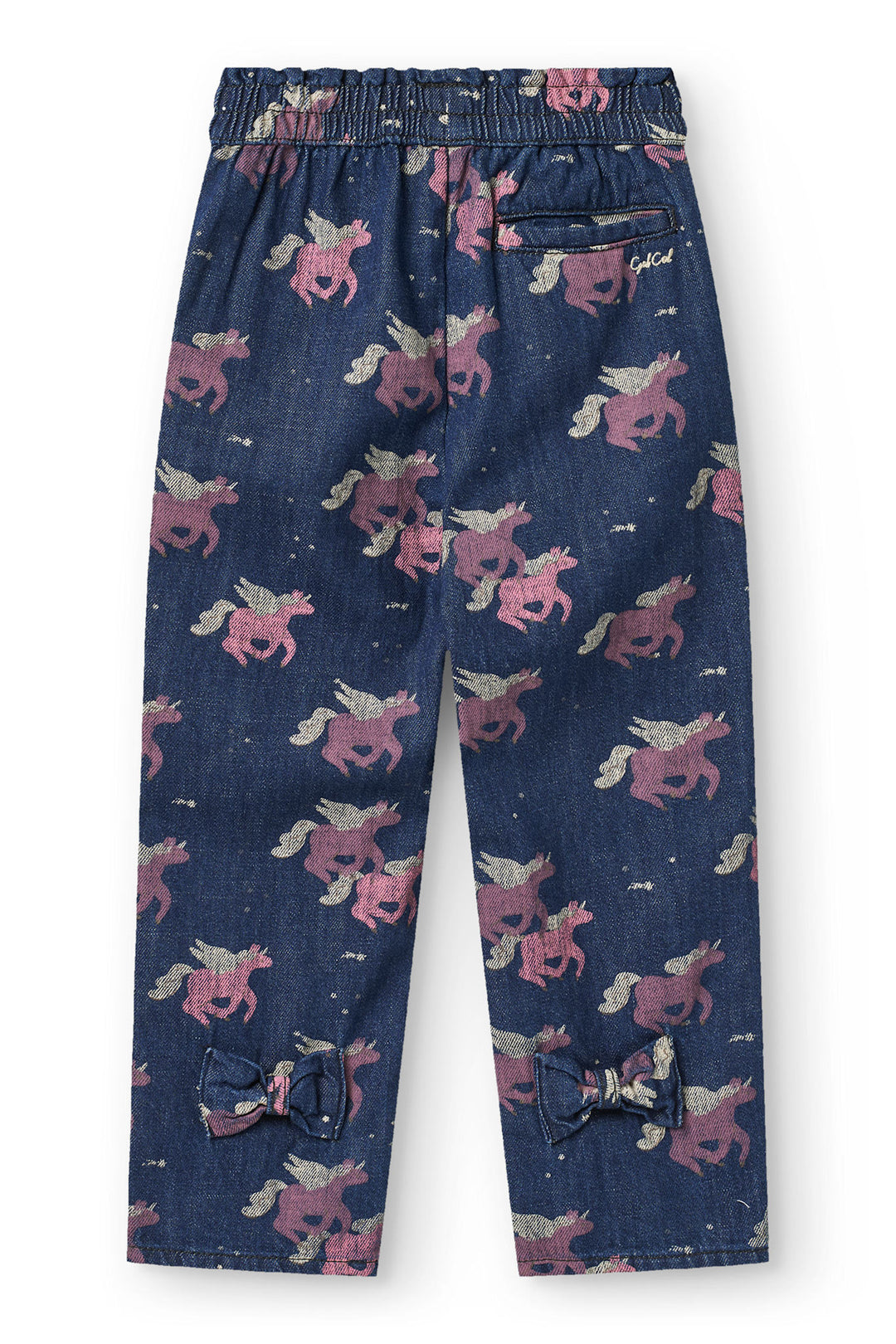 Denimjeans m. Enhjørning og Flæse i Taljen - Dark Unicorn Wash