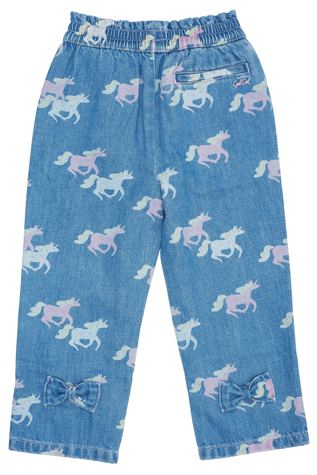 DENIM BUKS M. FLÆSE I TALJE OG UNICORN PRINT - INDIGO BLUE WASHED W UNICORN