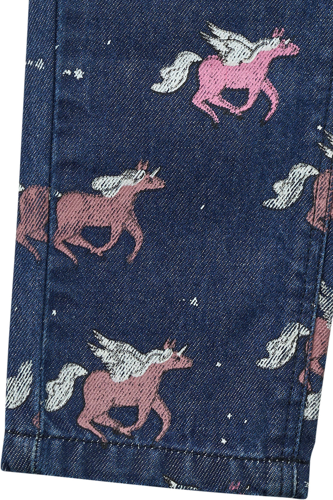 Denimjeans m. Enhjørning og Flæse i Taljen - Dark Unicorn Wash