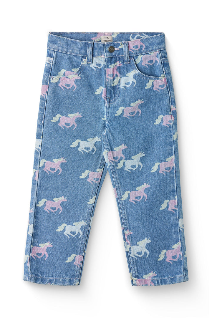 JEANS M UNICORN PRINT - REGULAR FIT - INDIGO BLUE WASHED W UNICORN