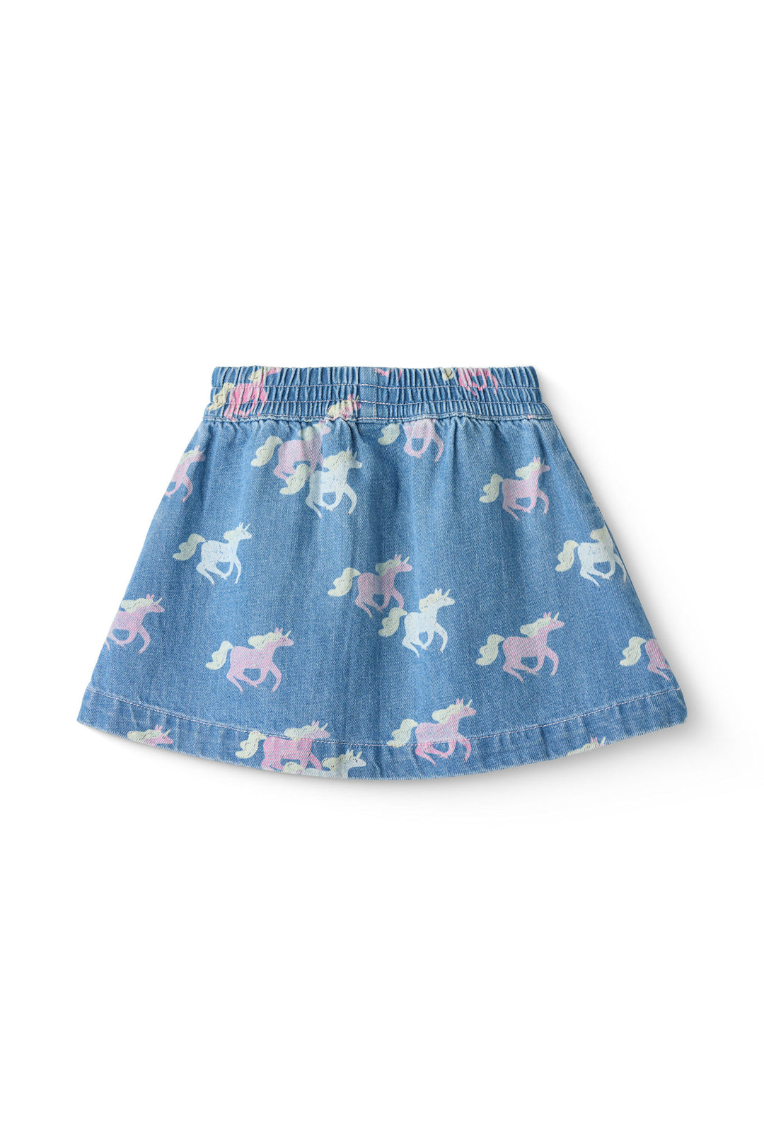 DENIM NEDERDEL M UNICORN PRINT - INDIGO BLUE WASHED W UNICORN