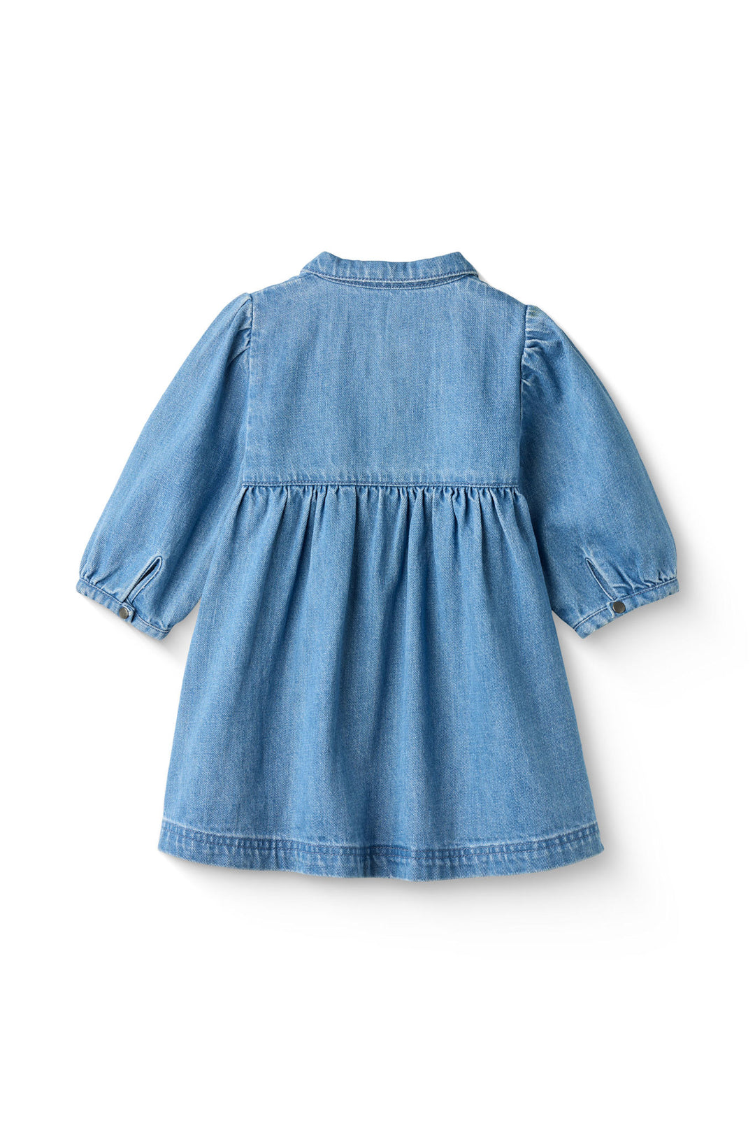 DENIM KJOLE M PUFF ÆRMER - INDIGO BLUE WASHED