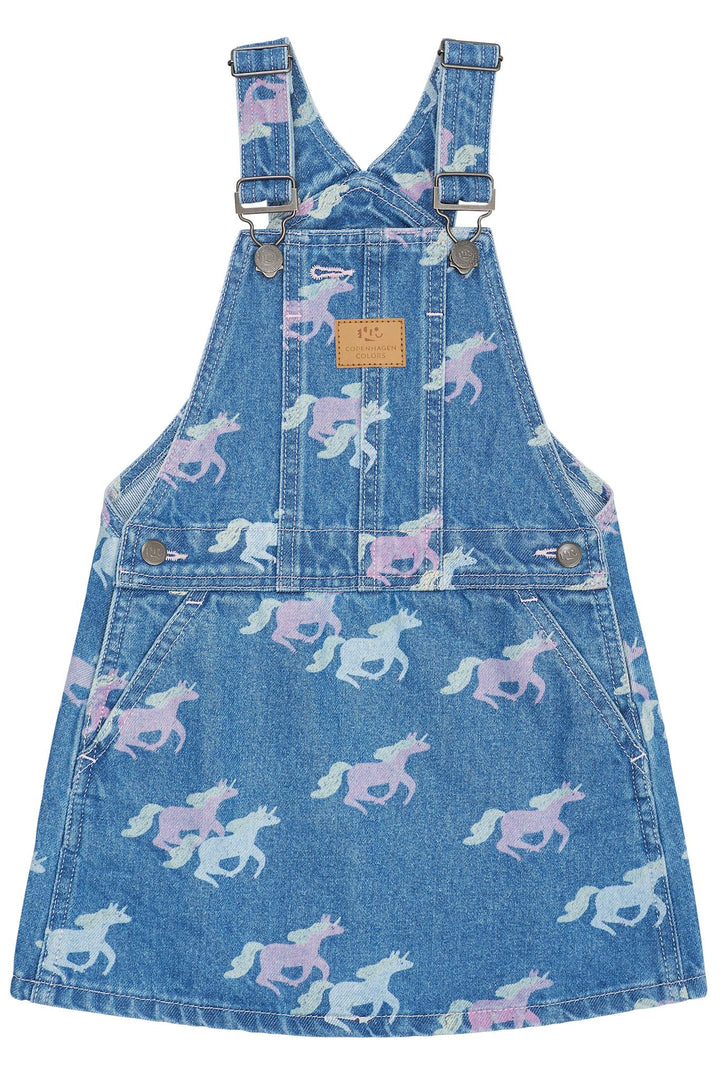 DENIM SPENCER KJOLE M. UNICORN PRINT - INDIGO BLUE WASHED W UNICORN
