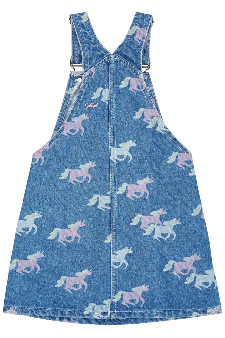 DENIM SPENCER KJOLE M. UNICORN PRINT - INDIGO BLUE WASHED W UNICORN