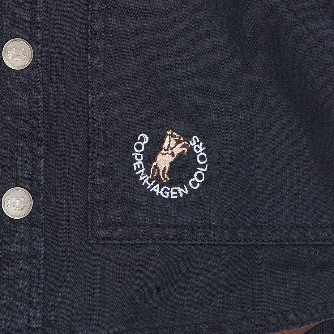 TWILL VEST W. SHERPA COLLAR - NAVY