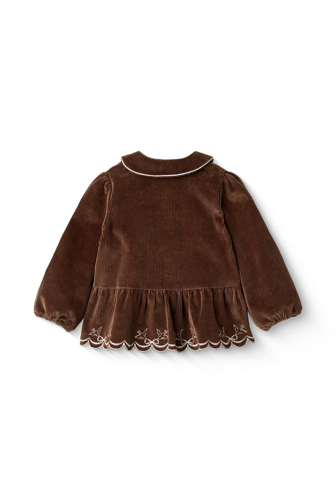 SKJORTE I FLØJL M PUFF ÆRME OG BRODERI - DK BROWN COMB