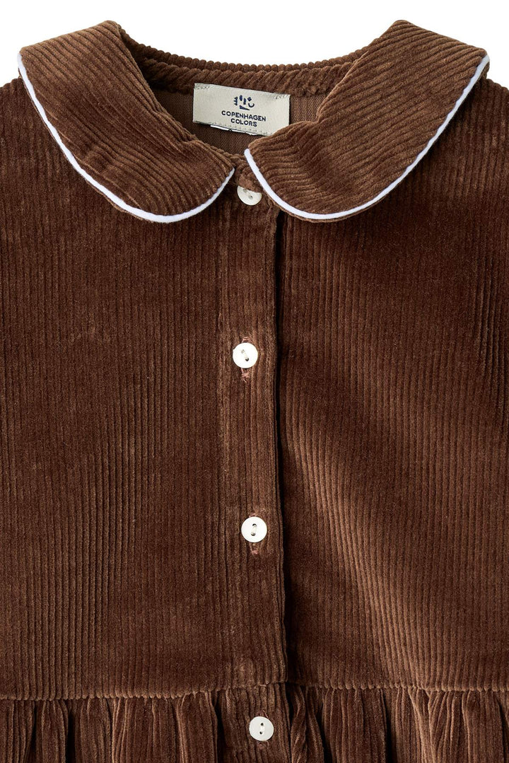 SKJORTE I FLØJL M PUFF ÆRME OG BRODERI - DK BROWN COMB