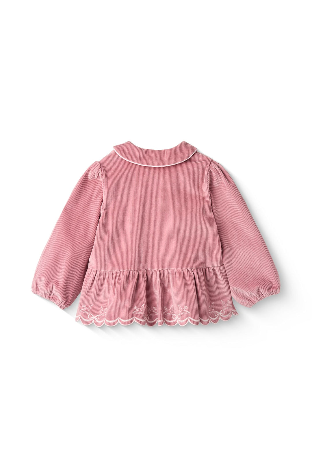 SKJORTE I FLØJL M PUFF ÆRME OG BRODERI - ROSE COMB