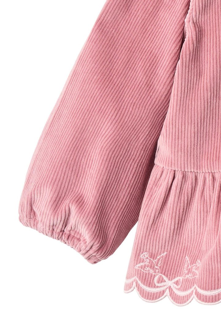 SKJORTE I FLØJL M PUFF ÆRME OG BRODERI - ROSE COMB