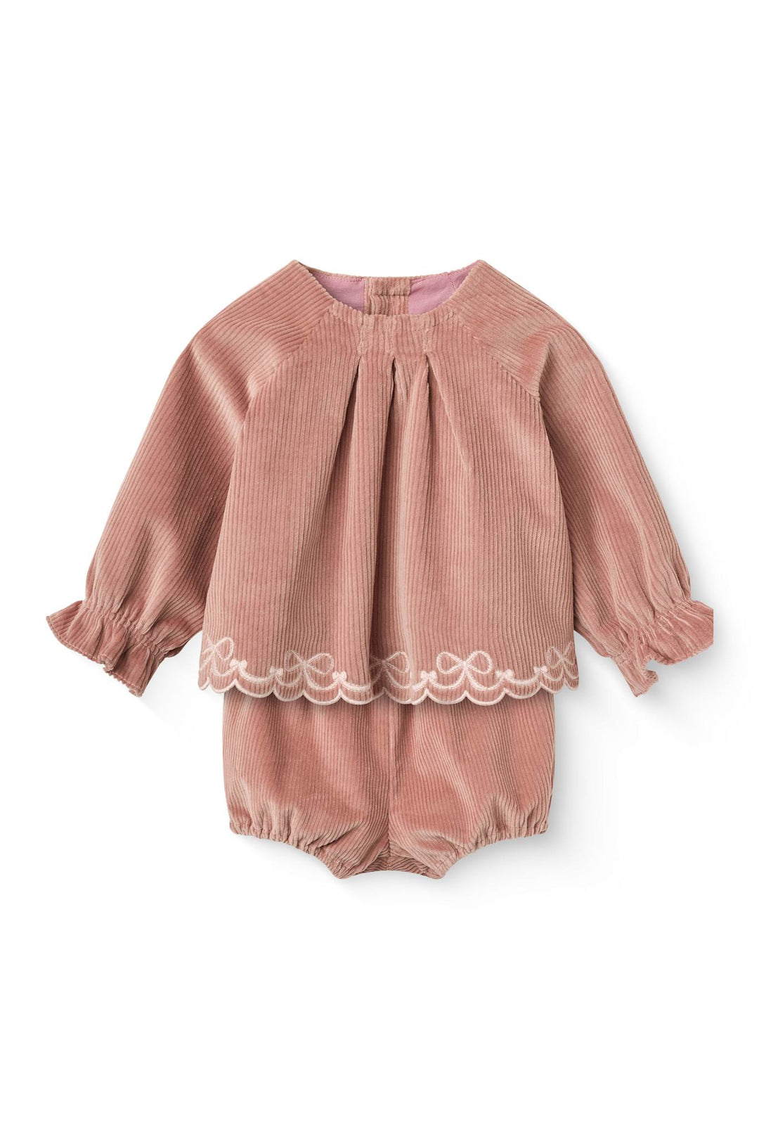 Babt Sæt i Fløjl m. Broderi Detalje - Winter Rose