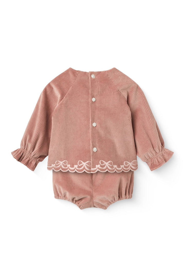 Babt Sæt i Fløjl m. Broderi Detalje - Winter Rose