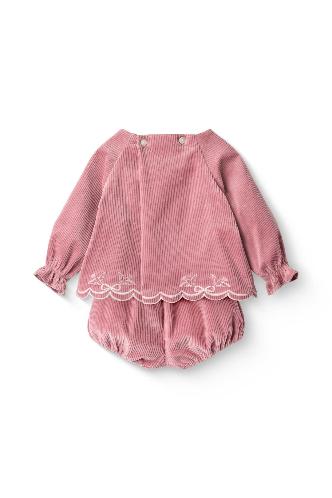 BABY SÆT I FLØJL M BRODERI DETALJE - ROSE COMB