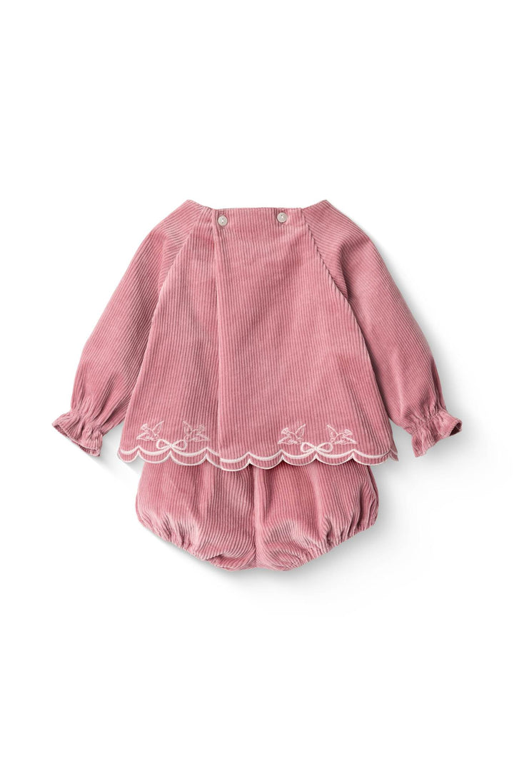 BABY SÆT I FLØJL M BRODERI DETALJE - ROSE COMB