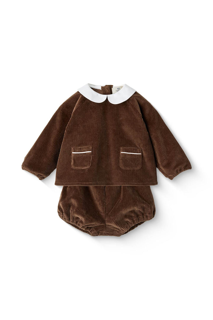 BABY-SÆT I FLØJL M KRAVE - DK.BROWN COMB.
