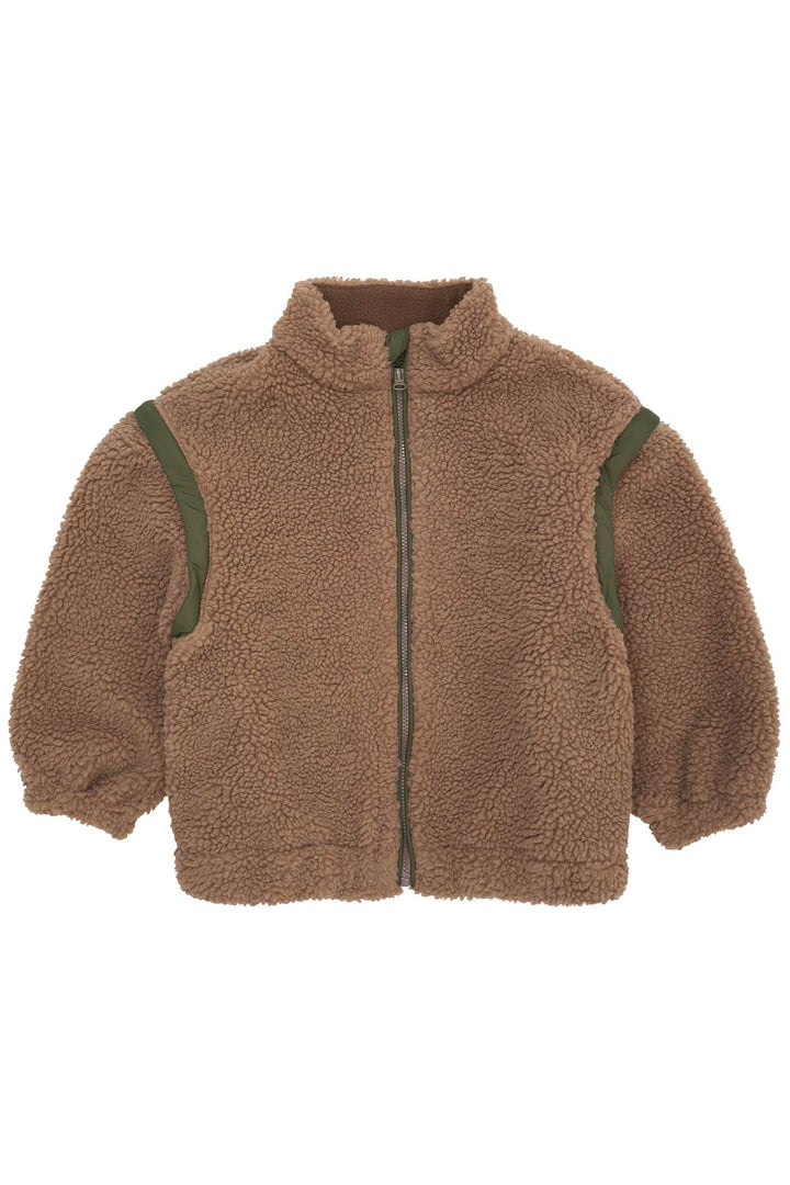 TEDDY JAKKE M AFTAGELIGE ÆRMER - NATURAL/GREEN COMB.