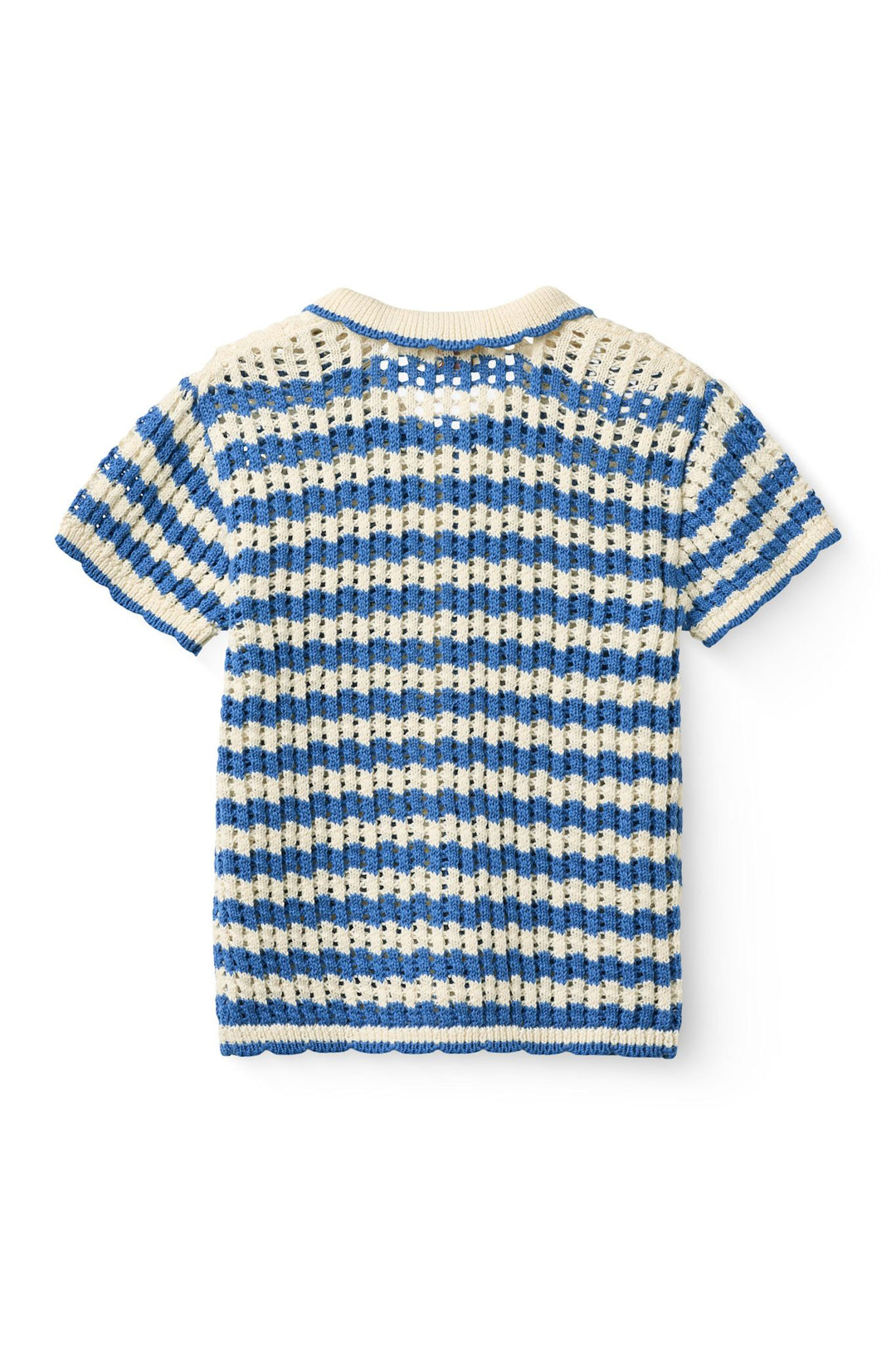 HÆKLET CARDIGAN SS - OCEAN BLUE/CREAM COMB