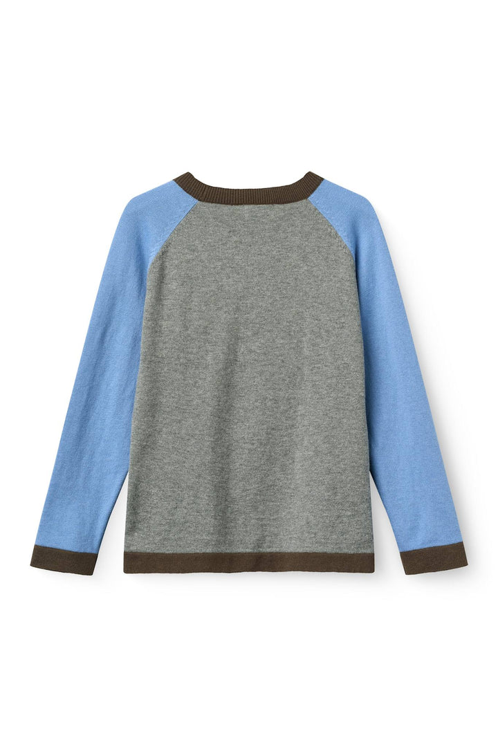Letstrikket bluse med color block-design - GREY MEL. COMB.