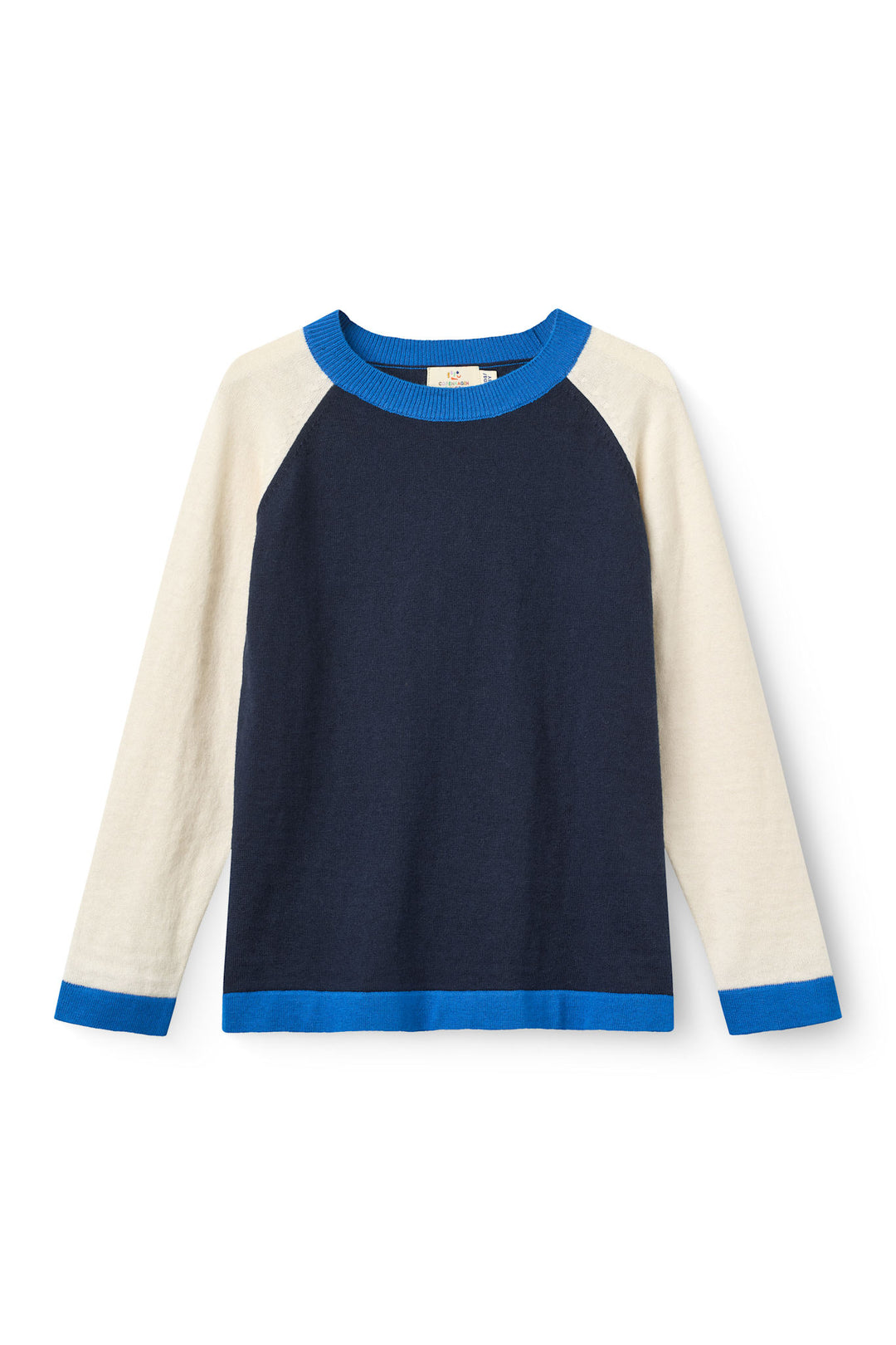 Letstrikket bluse med color block-design - NAVY COMB.