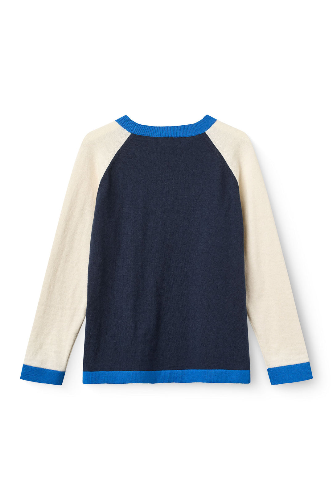 Letstrikket bluse med color block-design - NAVY COMB.