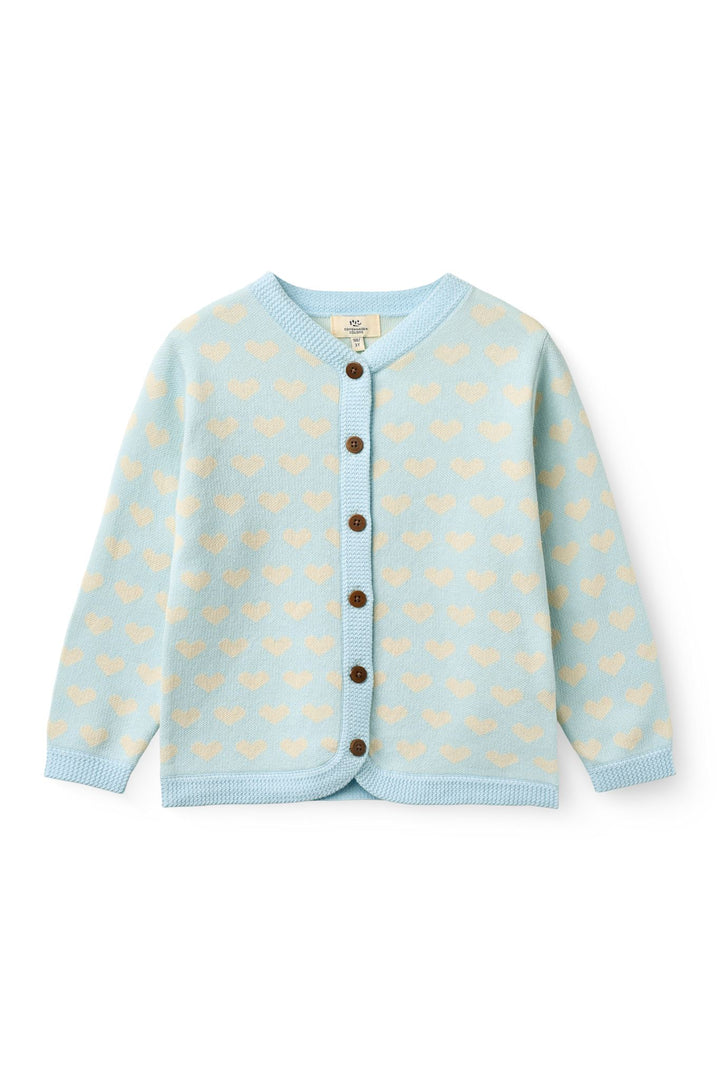 HJERTE CARDIGAN HÆKLET KANT - ICE BLUE COMB