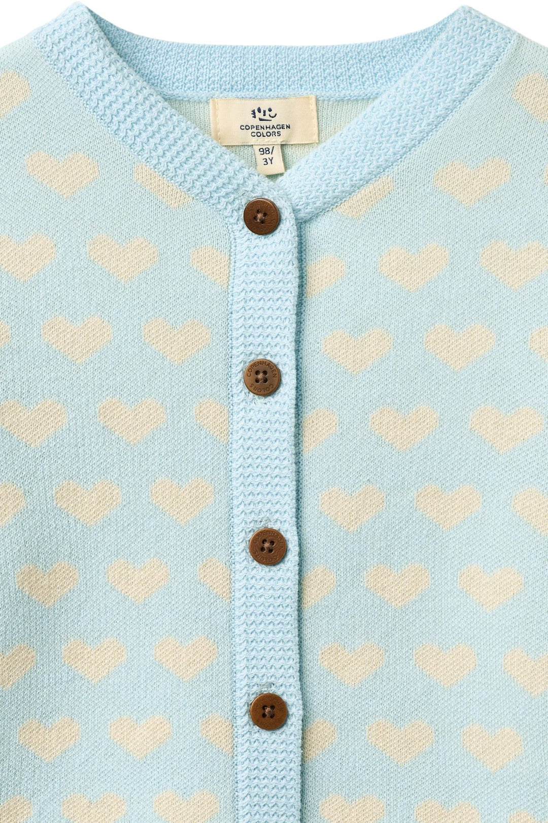 HJERTE CARDIGAN HÆKLET KANT - ICE BLUE COMB