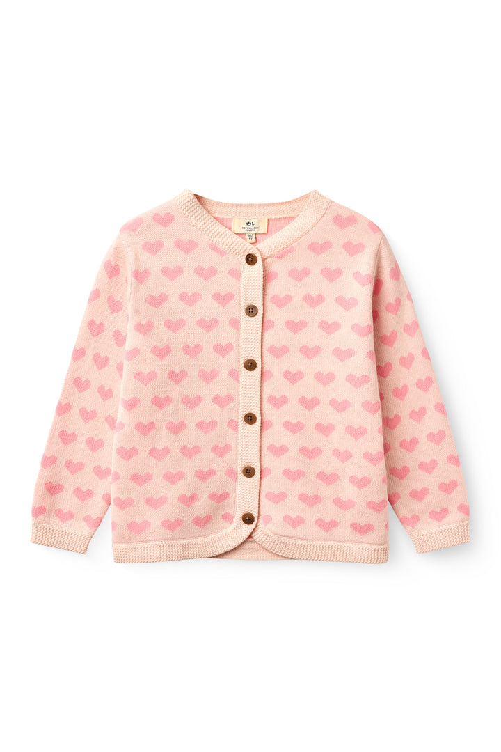 HJERTE CARDIGAN HÆKLET KANT - PINK COMB