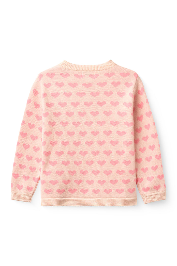HJERTE CARDIGAN HÆKLET KANT - PINK COMB