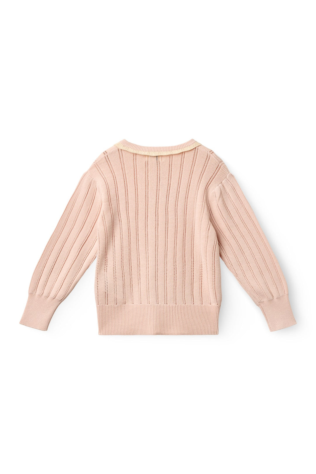 STRIKKET POINTELLE CARDIGAN - DUSTY ROSE COMB.