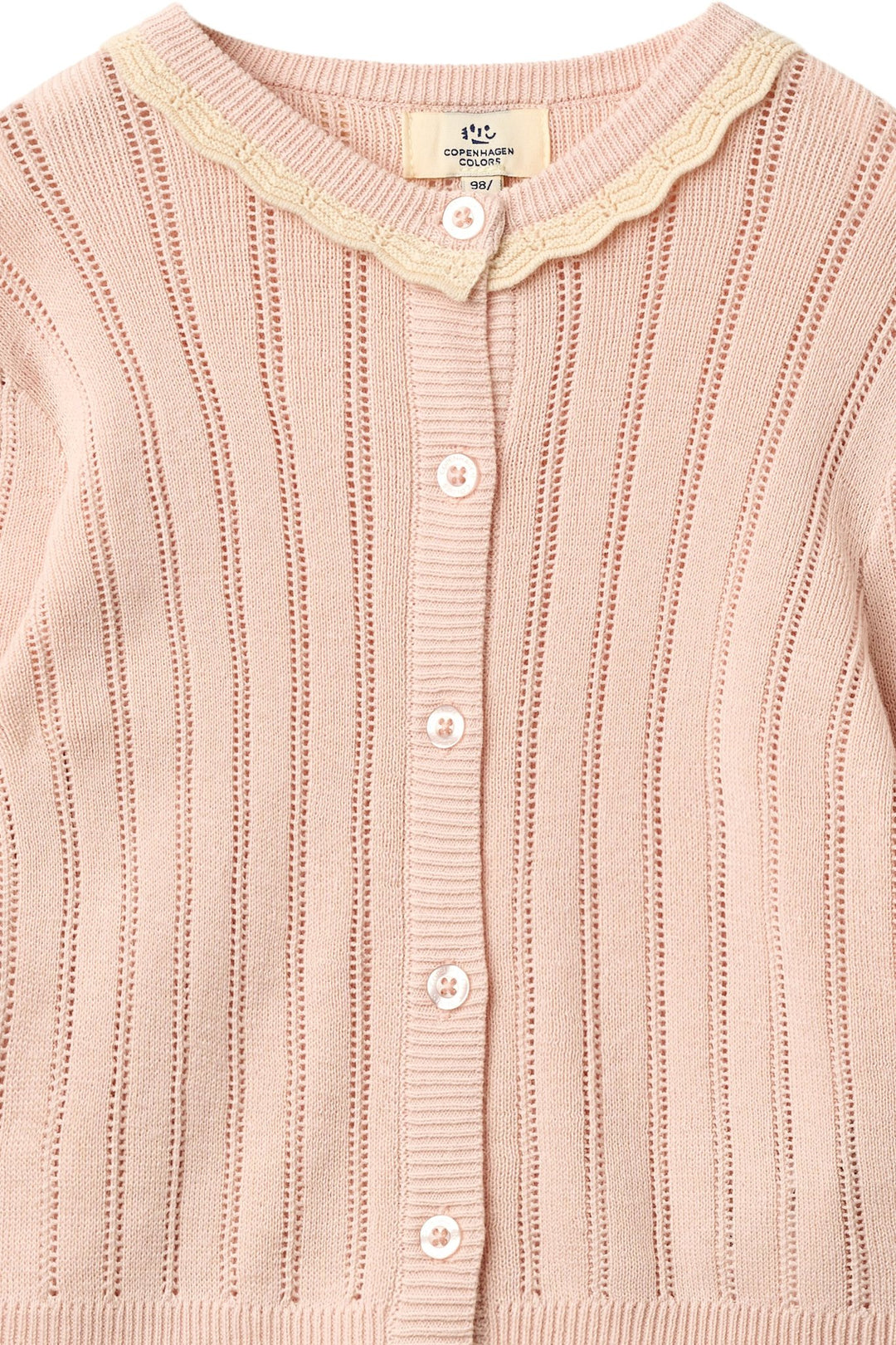 STRIKKET POINTELLE CARDIGAN - DUSTY ROSE COMB.