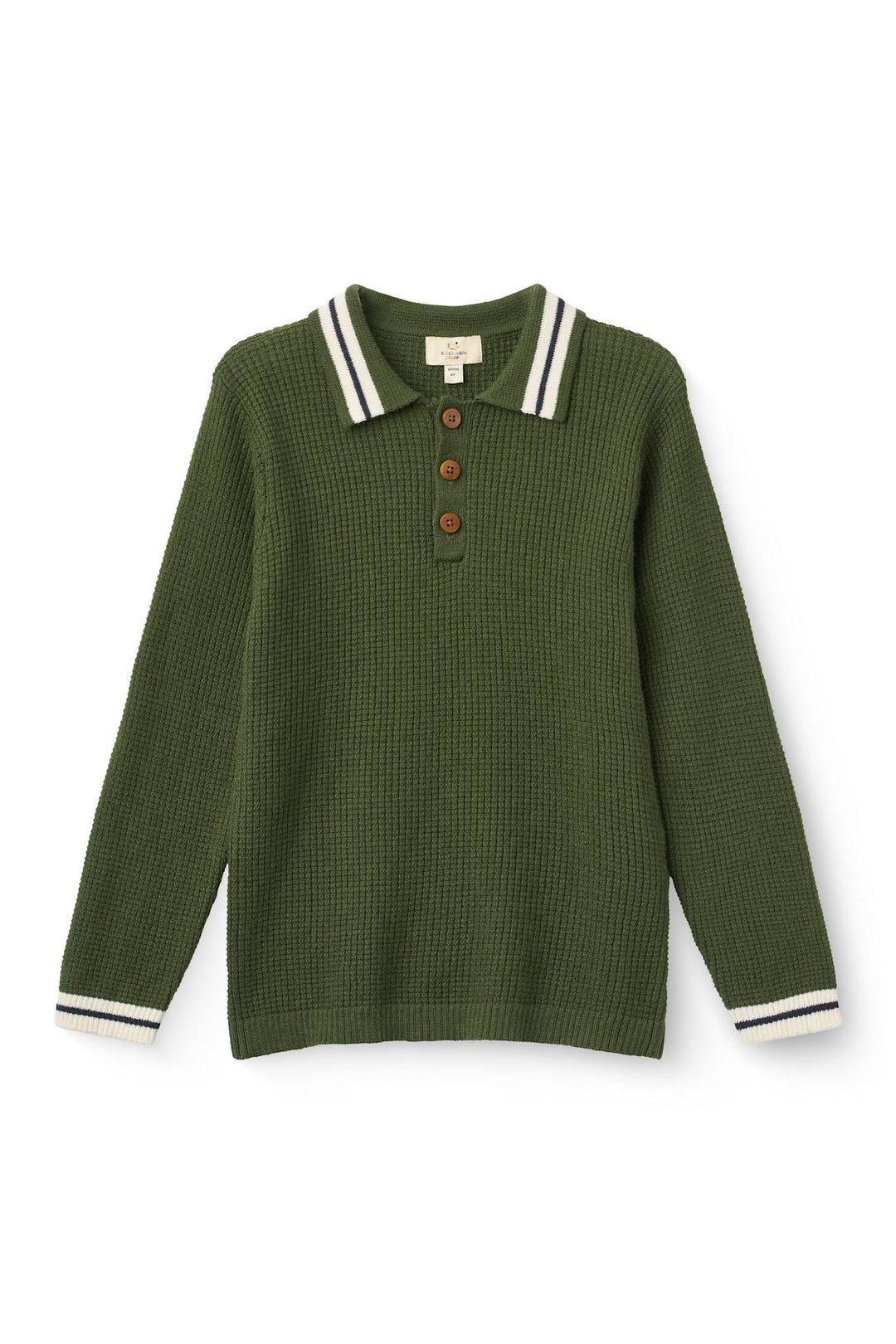 Strikket Vaffelstruktur Polo - Dk. Green Comb.