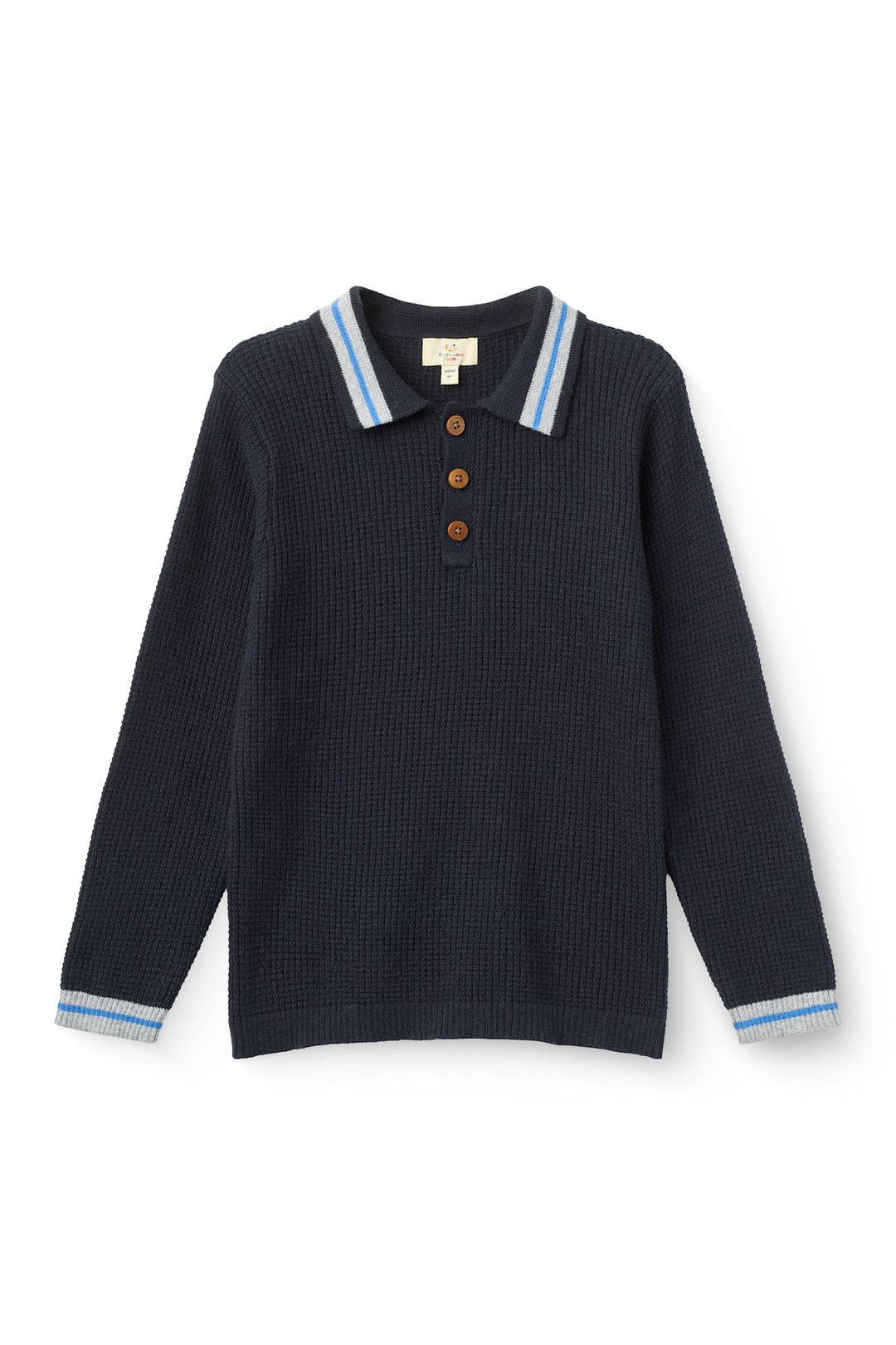 Strikket Vaffelstruktur Polo - Navy Comb.