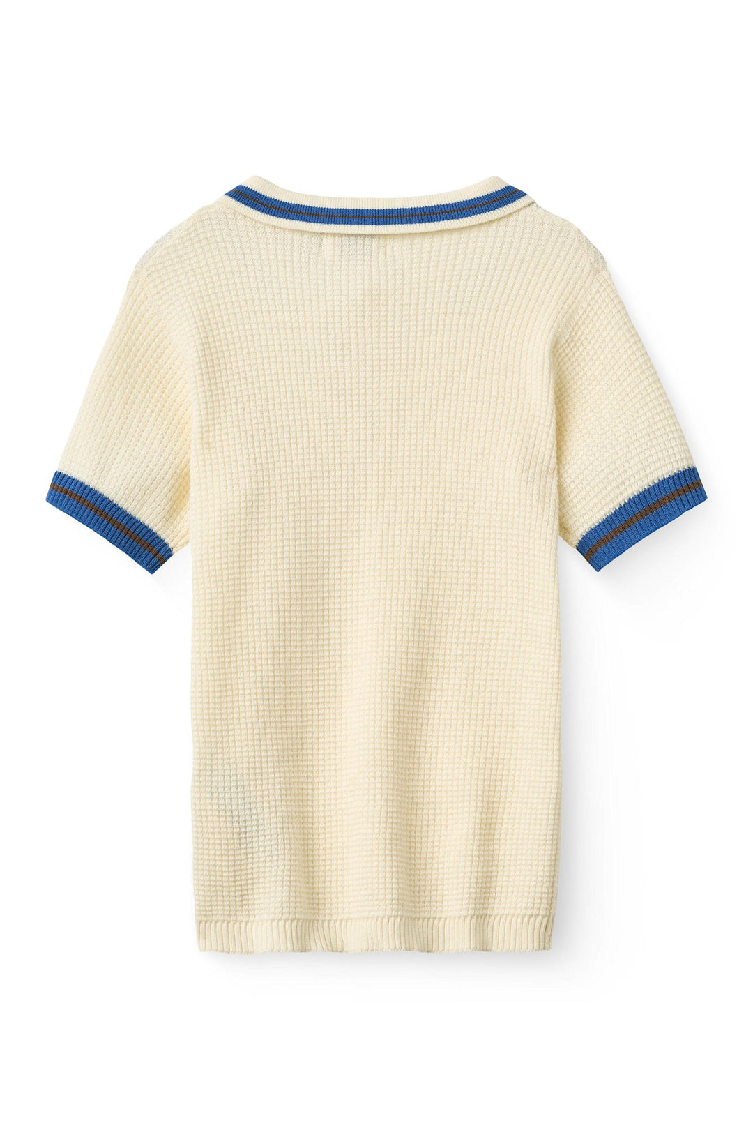 STRIKKET POLO MED MØNSTER - CREAM, BLUE, BROWN COMB.
