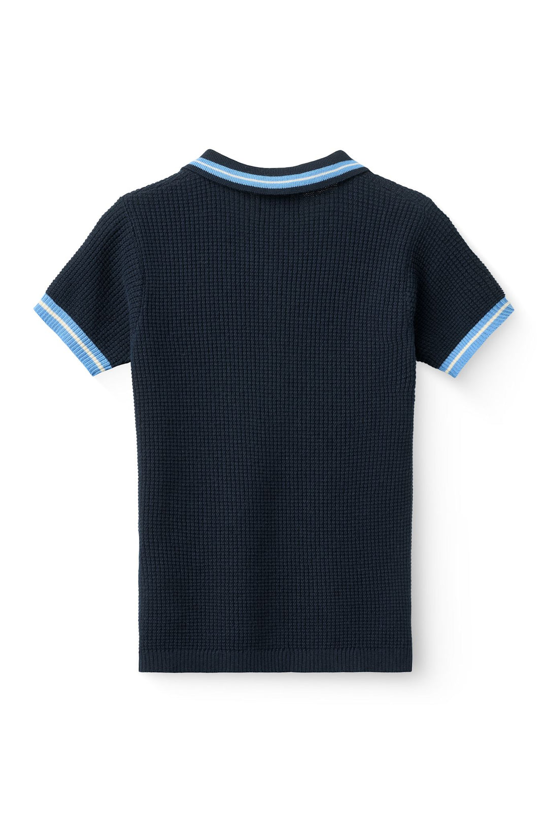 STRIKKET POLO MED MØNSTER - NAVY, BLUE, CREAM COMB.