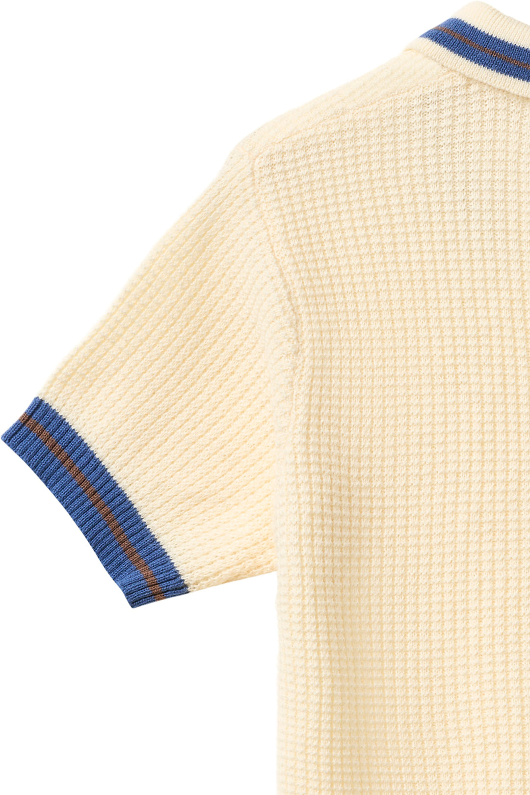 STRIKKET POLO MED MØNSTER - CREAM, BLUE, BROWN COMB.