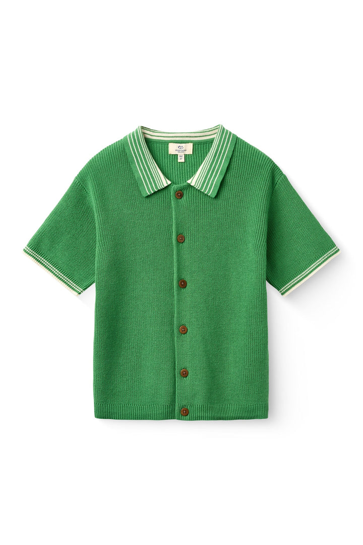 STRIKKET MØNSTER BLUSE - SHARP GREEN COMB.