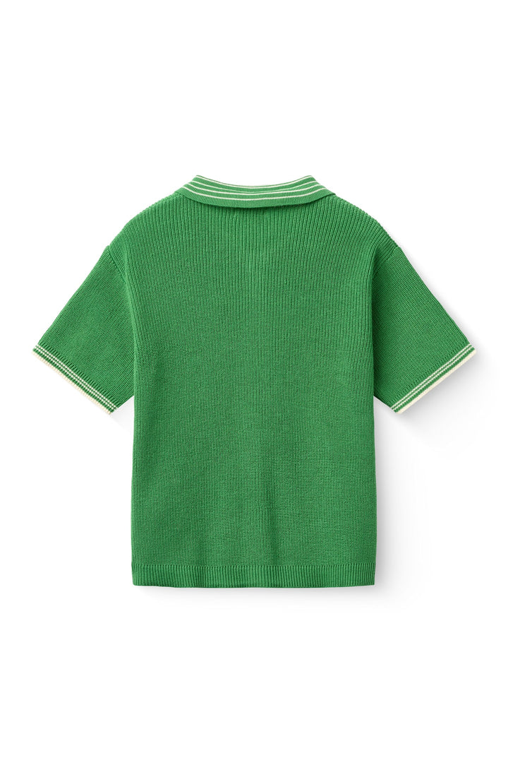 STRIKKET MØNSTER BLUSE - SHARP GREEN COMB.