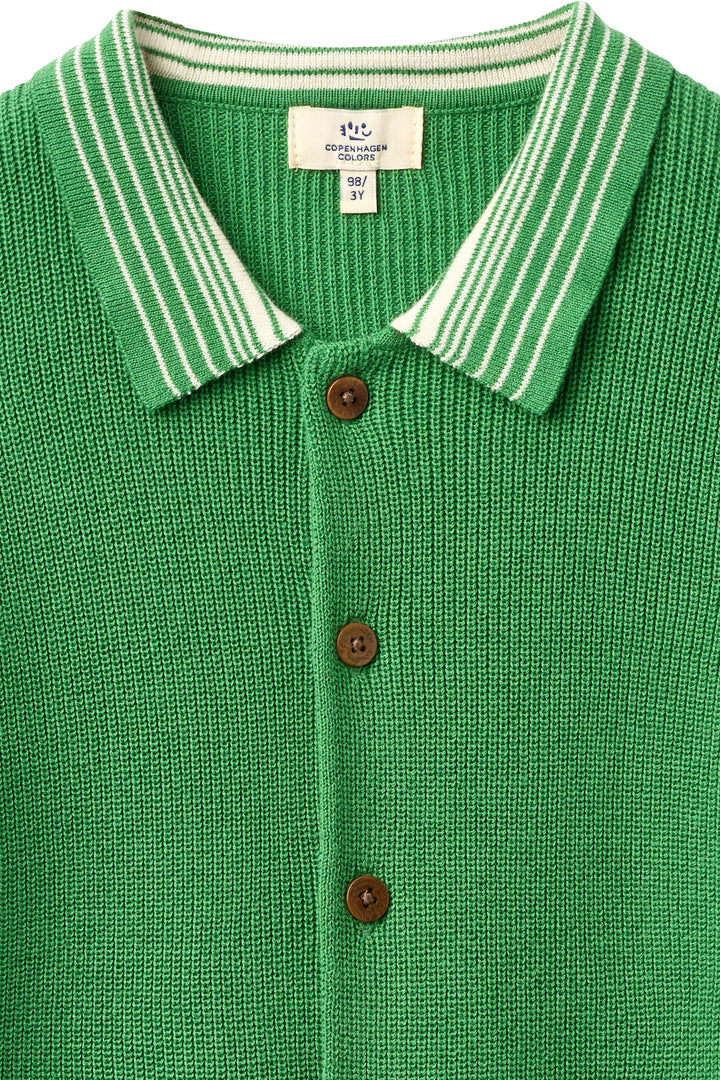 STRIKKET MØNSTER BLUSE - SHARP GREEN COMB.