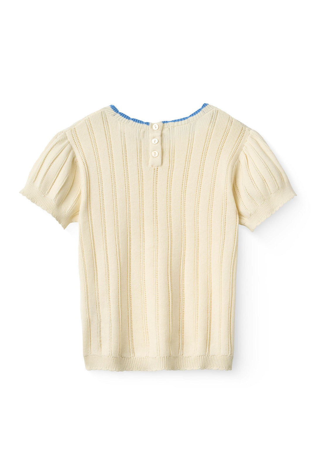 STRIKKET POINTELLE SS BLOUSE - CREAM