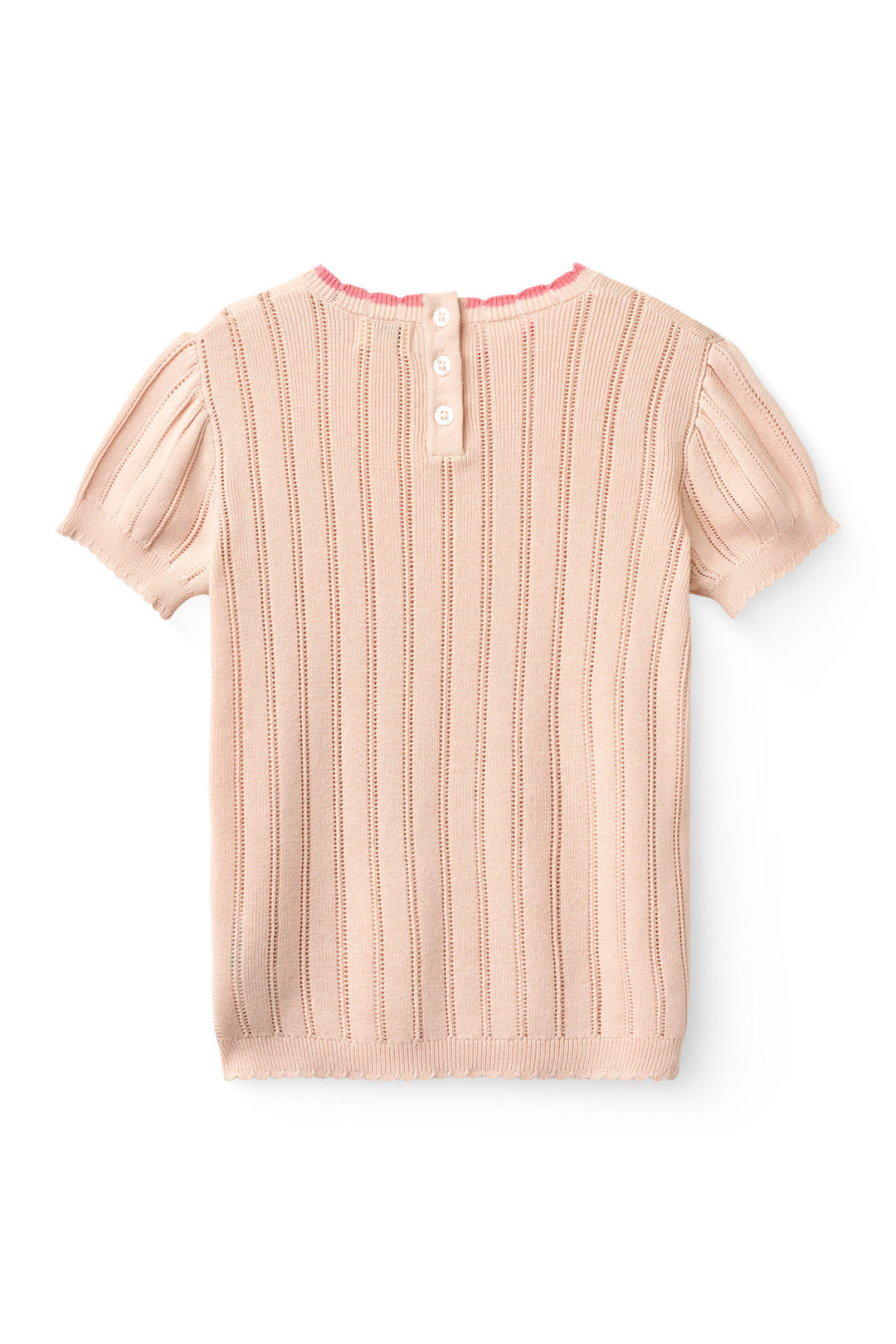 STRIKKET POINTELLE SS BLOUSE - DUSTY ROSE