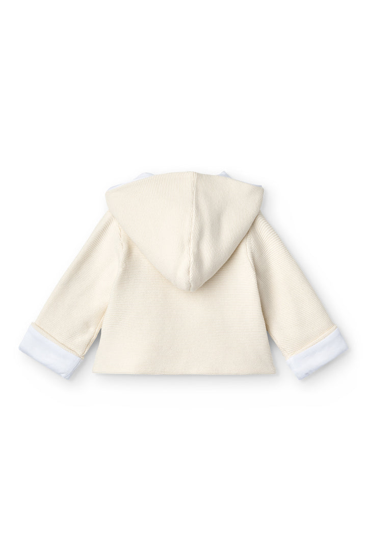 Vatteret babyjakke i bomuld med hætte - Cream w. Beige
