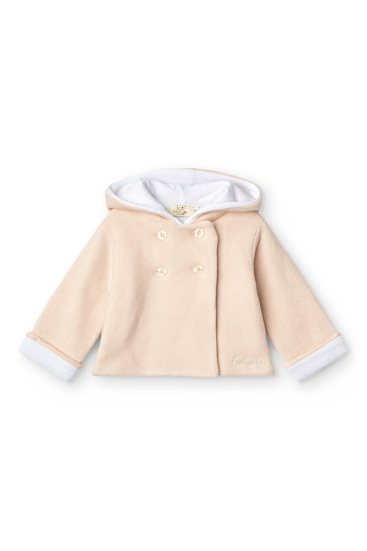 Vatteret babyjakke i bomuld med hætte - Soft Pink w. Cream
