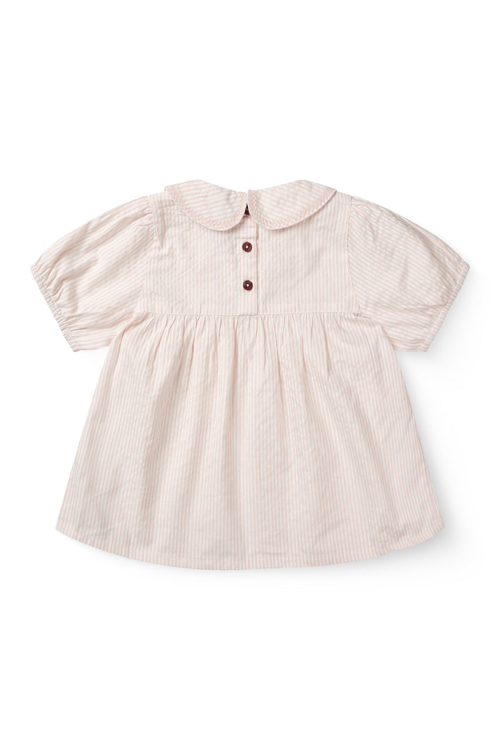 BÆK OG BØLGE BLUSE MED KRAVE - DUSTY ROSE W CREAM STRIPE