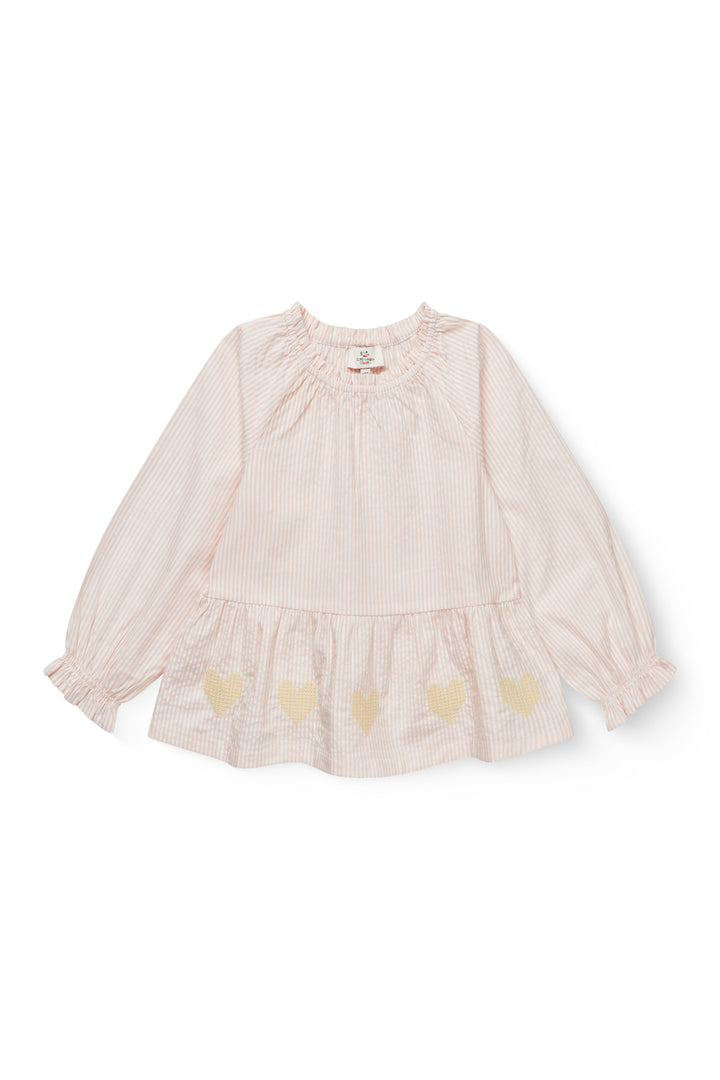 BÆK OG BØLGE BLUSE M. BRODERI - DUSTY ROSE W CREAM STRIPE