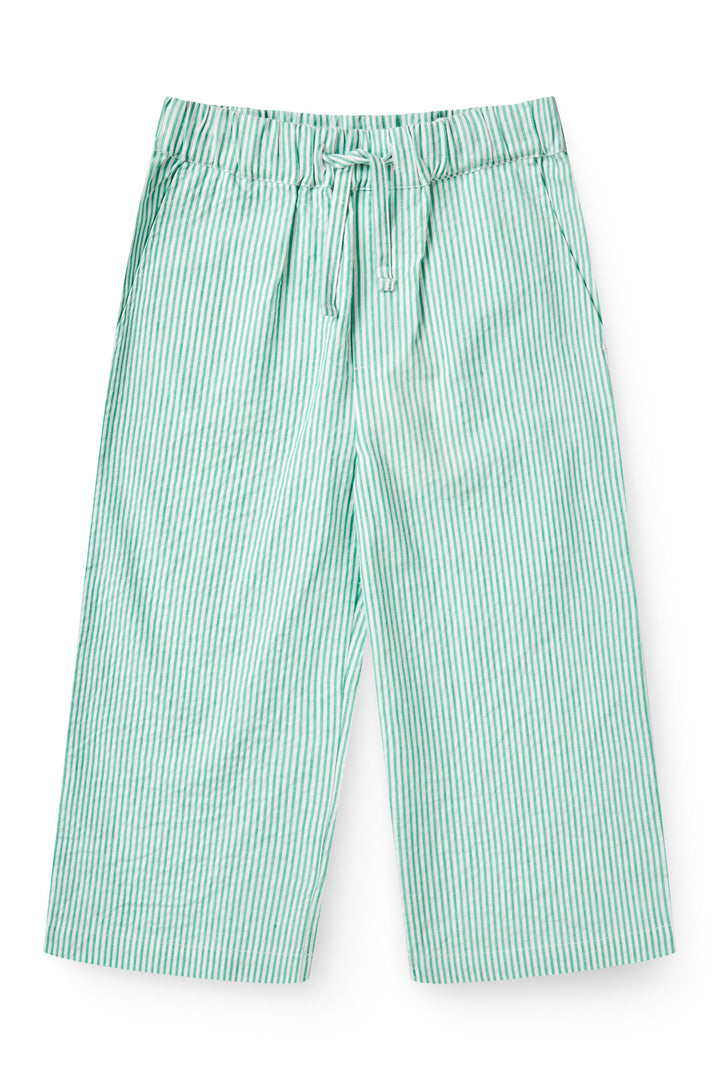BÆK OG BØLGE PYJAMAS BUKSER - SHARP GREEN W CREAM STRIPE